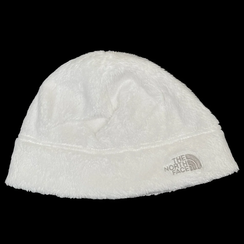 The North Face Beanie Hat‎ Unisex White Fuzzy Fleece Osito Embroidered Logo